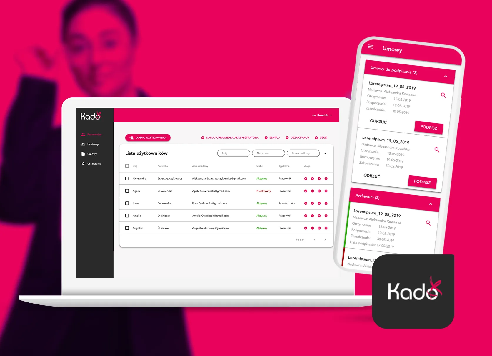 KADO Hostess Agency — Umowa podpisana zdalnie, zanim hostessa wyjdzie z domu — mniej rezygnacji i szybszy start zleceń